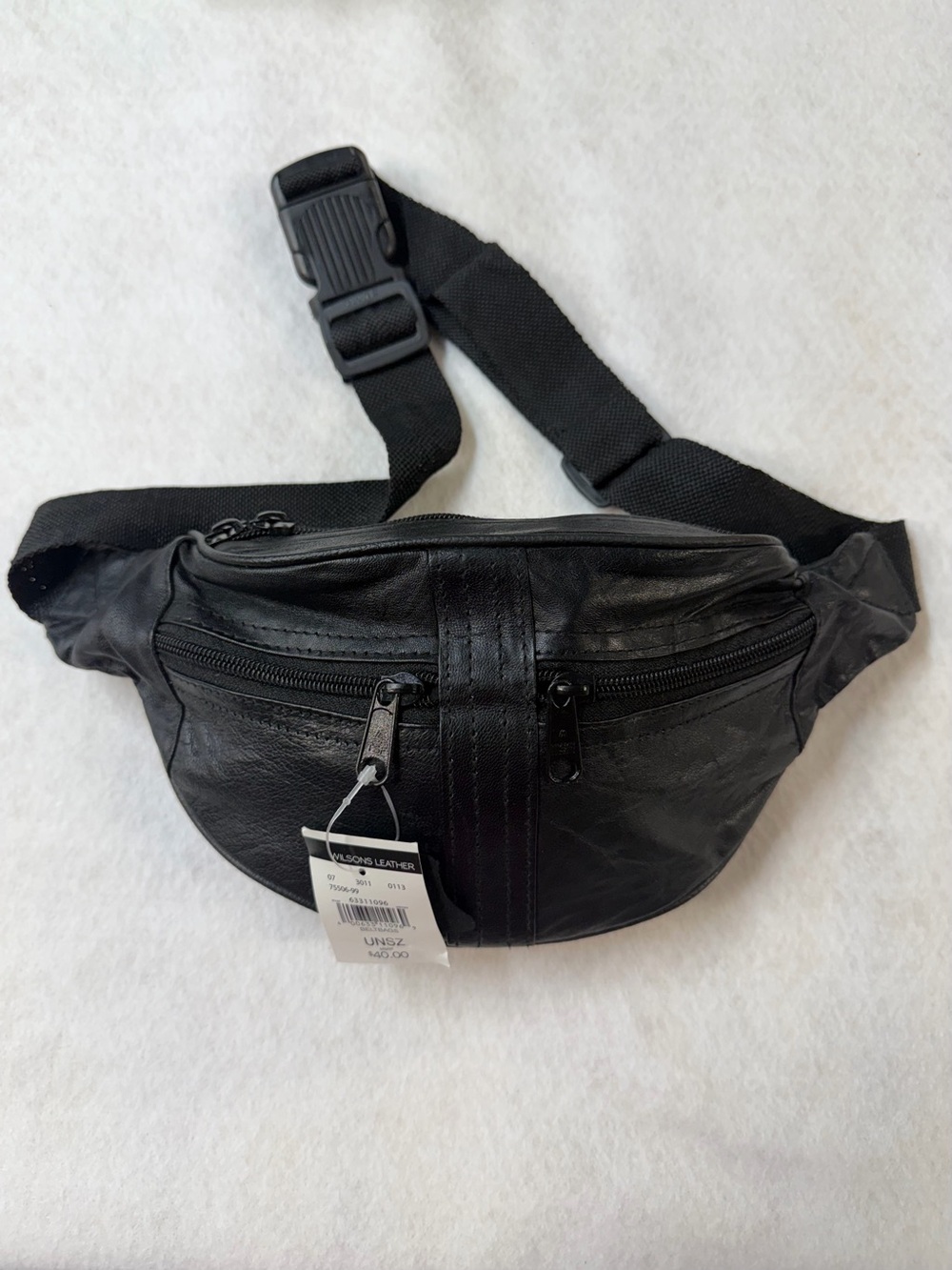 Wilsons Leather Black Leather Crossbody Waist Bag